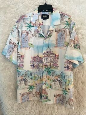 Malibu By Drill Clothing Company NWT Men’s Cityscape Button Down Shirt-Large